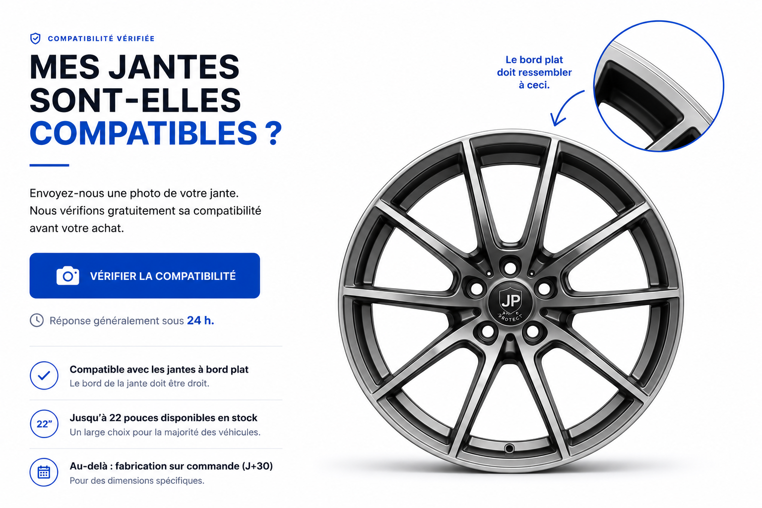 Vérification de compatibilité JantesProtect selon la taille de jante 16 à 22 pouces